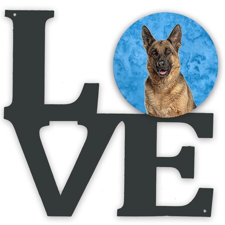 Carolines Treasures 11.5 x 11.75 in. Blue German Shepherd Metal Artwork Love Wall Decor KJ1225BUWALV